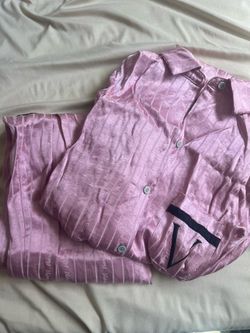 Victoria's Secret Signature Satin Pink Long Sleeve Pajama Set Size XS