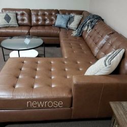 Ashley Baskove Auburn Real Leather Sectional Couch 👍 Easy Apply Finance 