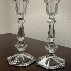 Mikasa 7” Tall Crystal Glass Candleholders- Set Of 2