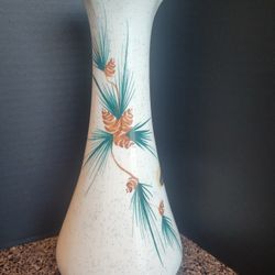 Vintage Romco Rocky Mountain Pottery Pine Cone Vase Speckled Glaze 10.5"