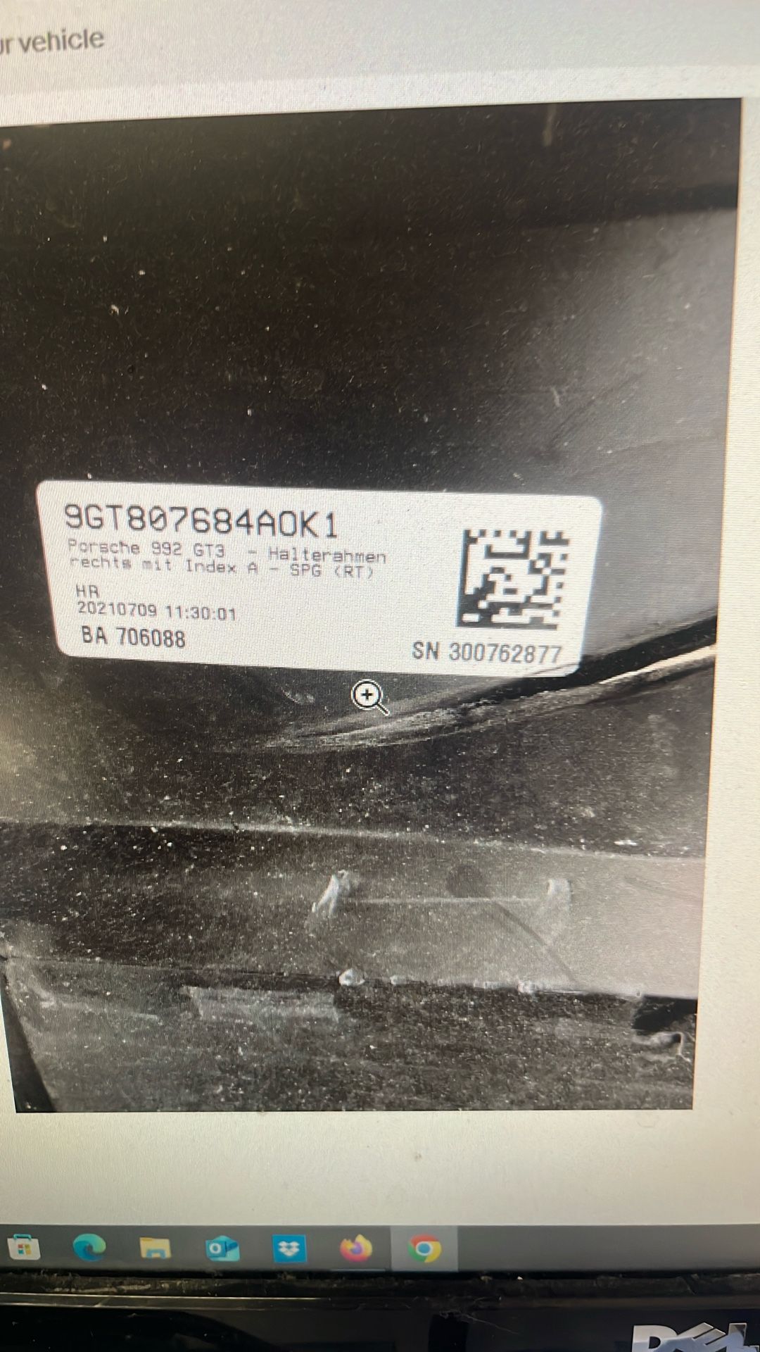 Porsche 911 Gt 3992 Front Right Bumper Support Rail 9gt07684aok1  