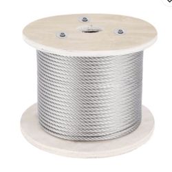 316 Stainless Steel Cable, 500FT Stainless Steel Wire Rope of 5/32 Inch Diameter and 1x19 Construction, 3300 LBS Breaking Strength Steel Cable for Out