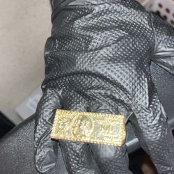 GOLD PLATTED OVER SILVER Benjamin Franklin Ring READ DESCRIPTION 