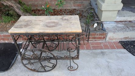 wrough iron tea cart antique