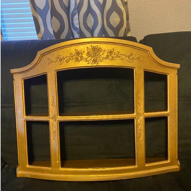 Vintage 1967 Dart Homco Syroco Two Tier Wall Shelf Gold Floral--