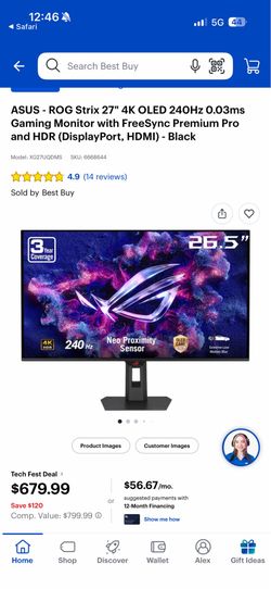 4K 240hz ROG STRIX Gaming Monitor OLED