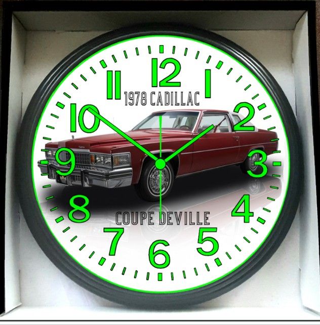 1978 Cadillac Coupe DeVille Glow In The Dark Wall Clock New!