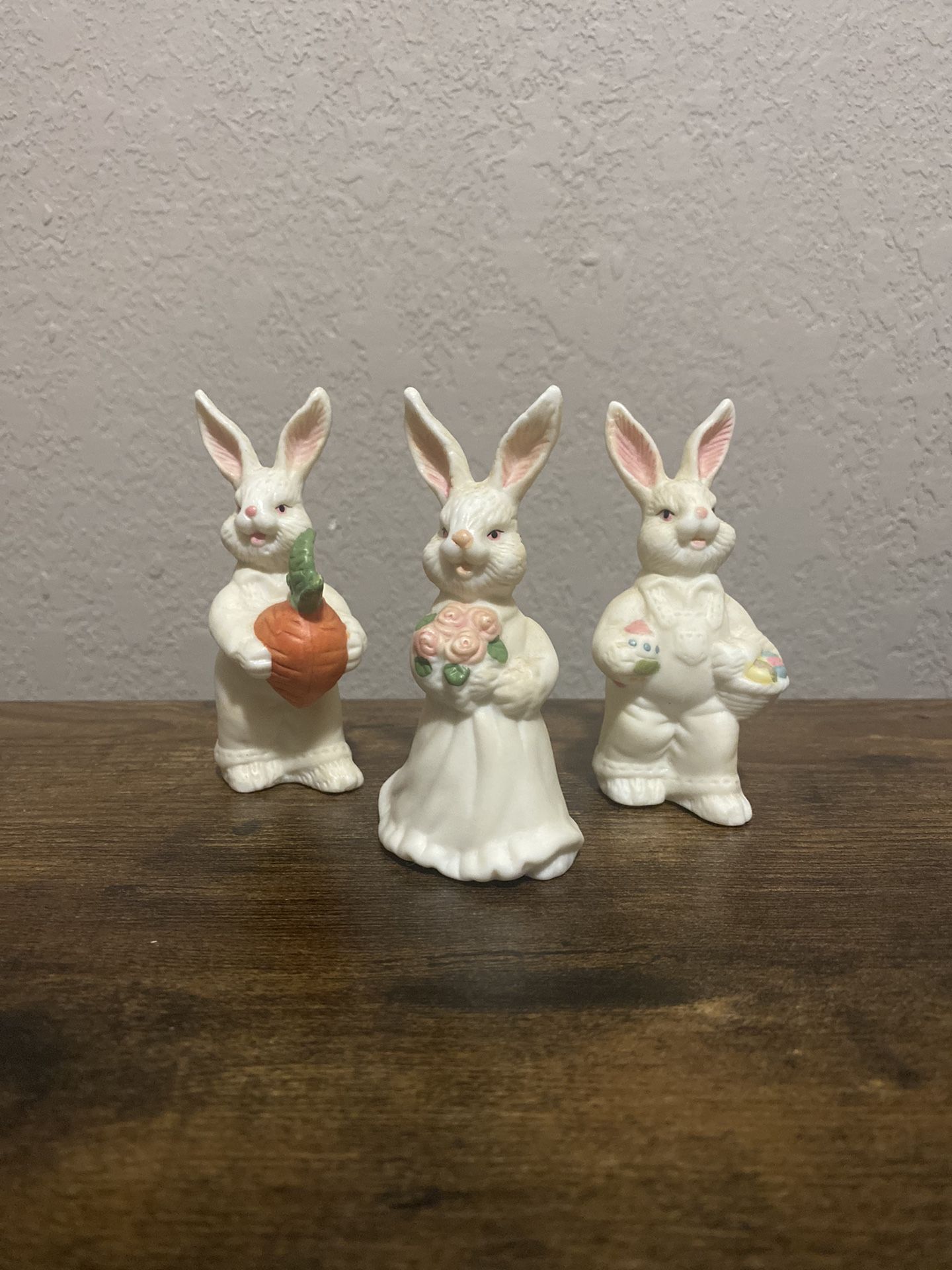 Set of 3 vintage Jade Collection Porcelain by World Bazaar Sunday Best Easter Bunnies.