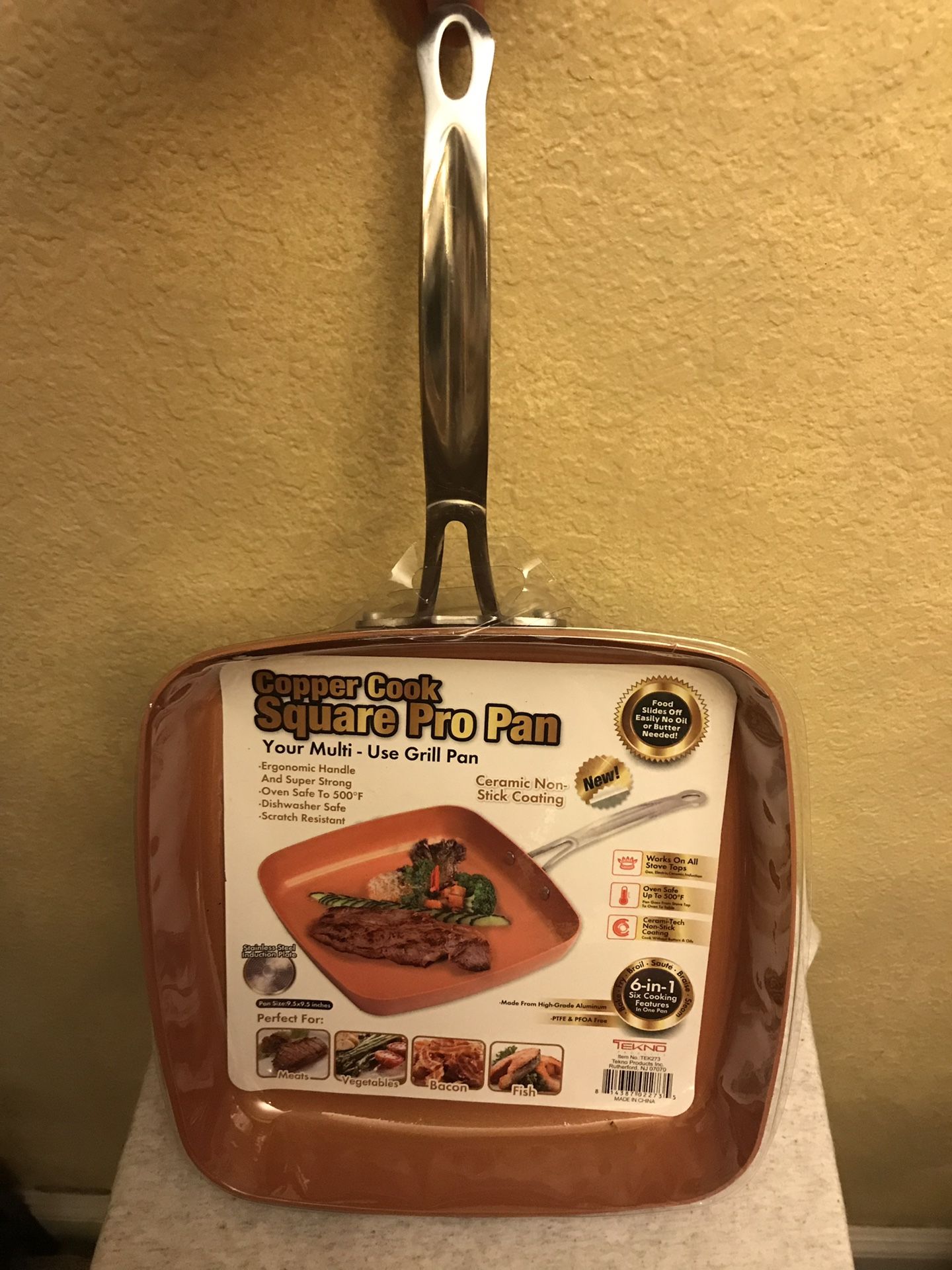 Tenko Copper Cook Square Pro Pan Ceramic Non-Stick Coating 9.5"