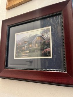 Authentic Framed Thomas Kinkade Lilac Cottage Print