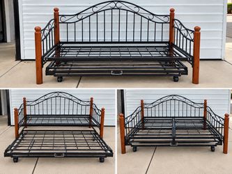 Twin Daybed with Pop-Up Trundle Frame (No Mattresses)