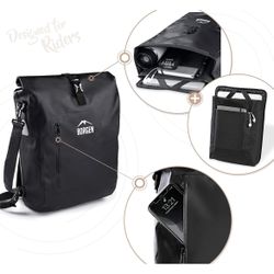 Borgen ISac 3-in-1 Bicycle Backpack Bag with Shoulder Strap – 100% Waterproof, Reflective with Laptop Bag
