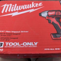 Milwaukee M18 1/4" Hex Impact Driver Tool Only 