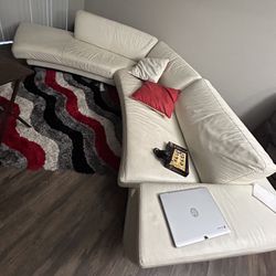 Leather Sofa With Velcro Removable Back Piece 