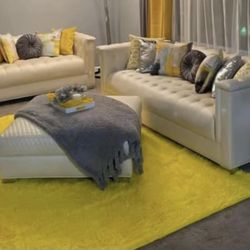 White Cream Living Room Set