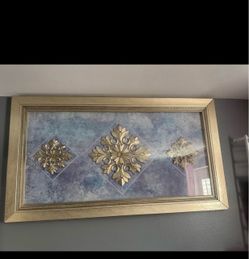 Large Framed Wall Art with Gold Medallions