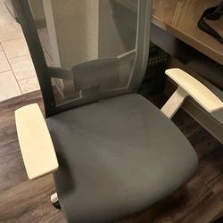 Study Chair Grayish Blue and White with Wheels