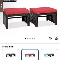 RELAX4LIFE 2-Piece Wicker Outdoor Ottoman