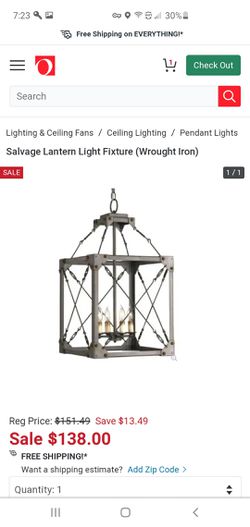 Salvage Lantern Light Fixture, Wrought Iron