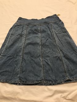 Ladies Sigrid Olsen blue jean denim skirt size 6 full a-line
