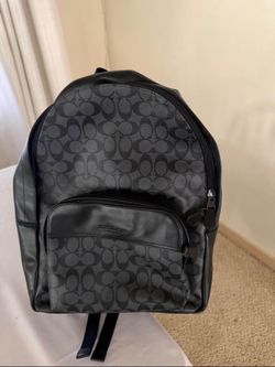 Coach Houston F72483 Signature Canvas Backpack - Black/Charcoal Hard To Find!
