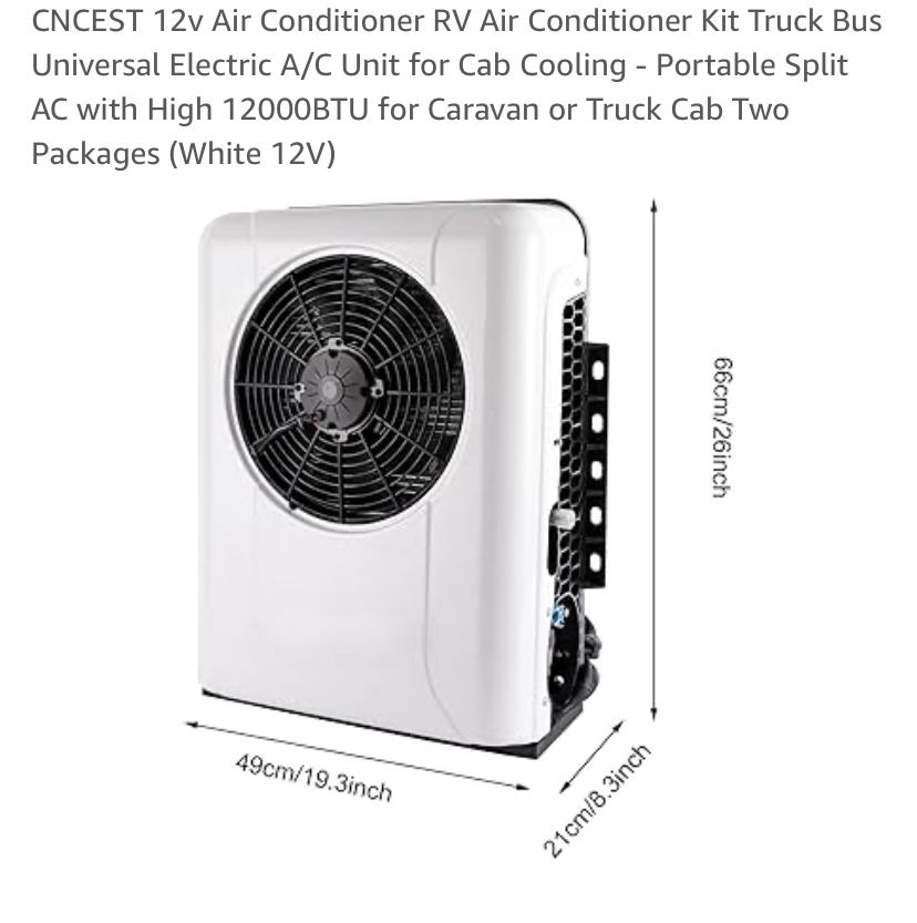 CNCEST 12v Air Conditioner RV Air Conditioner Kit Truck Bus Universal Electric A/C Unit for Cab Cooling - Portable Split AC with High 12000BTU for Car