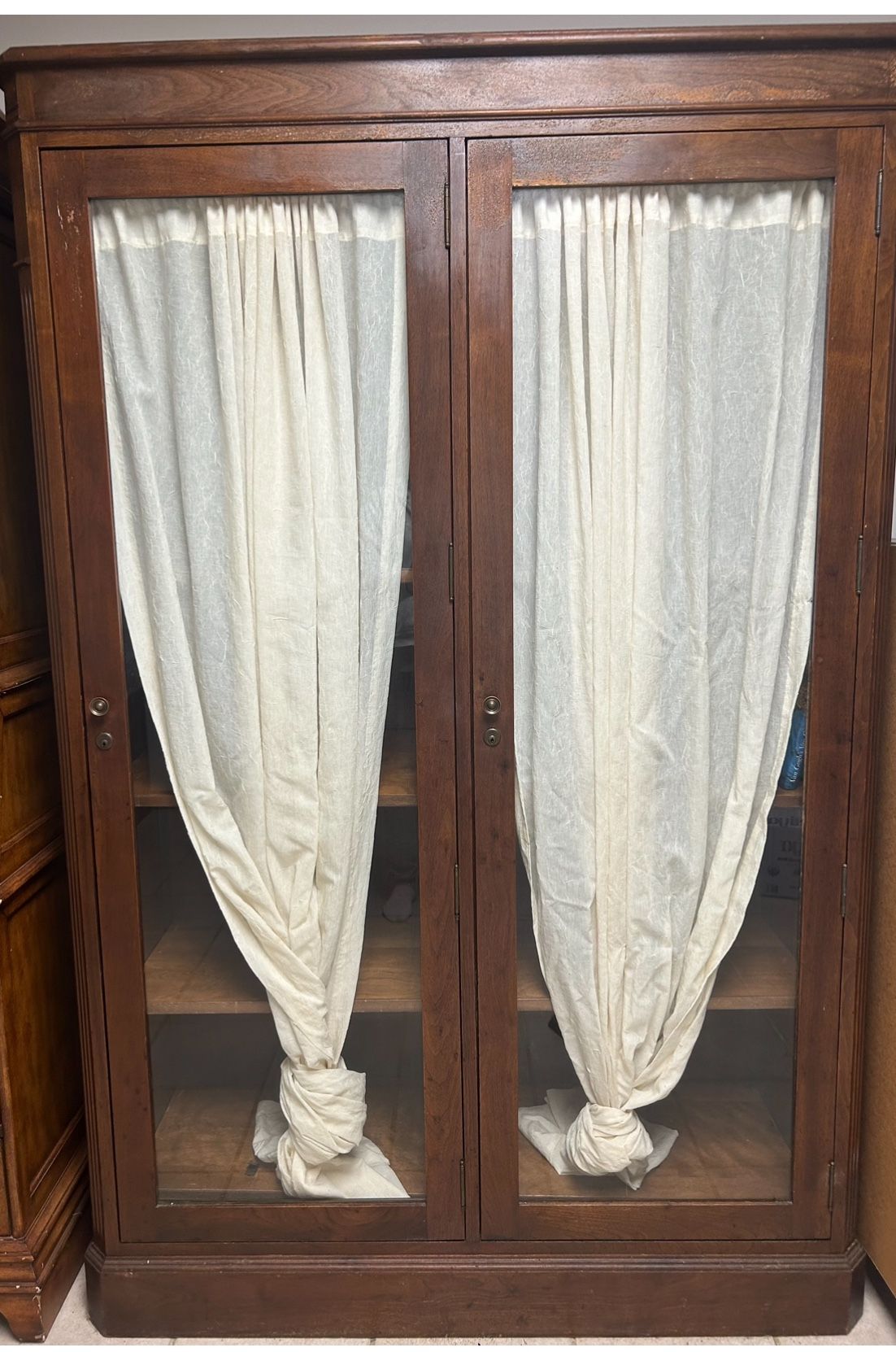 Cuban Mahogany Double glass door late 1930 Designer  Bookcase With Locks, Original 