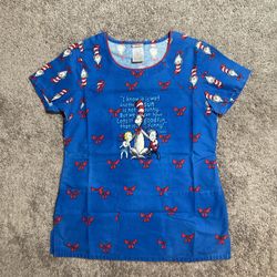 Vintage Dr. Seuss Cat In The Hat Medical Scrub Top Women’s Size XS