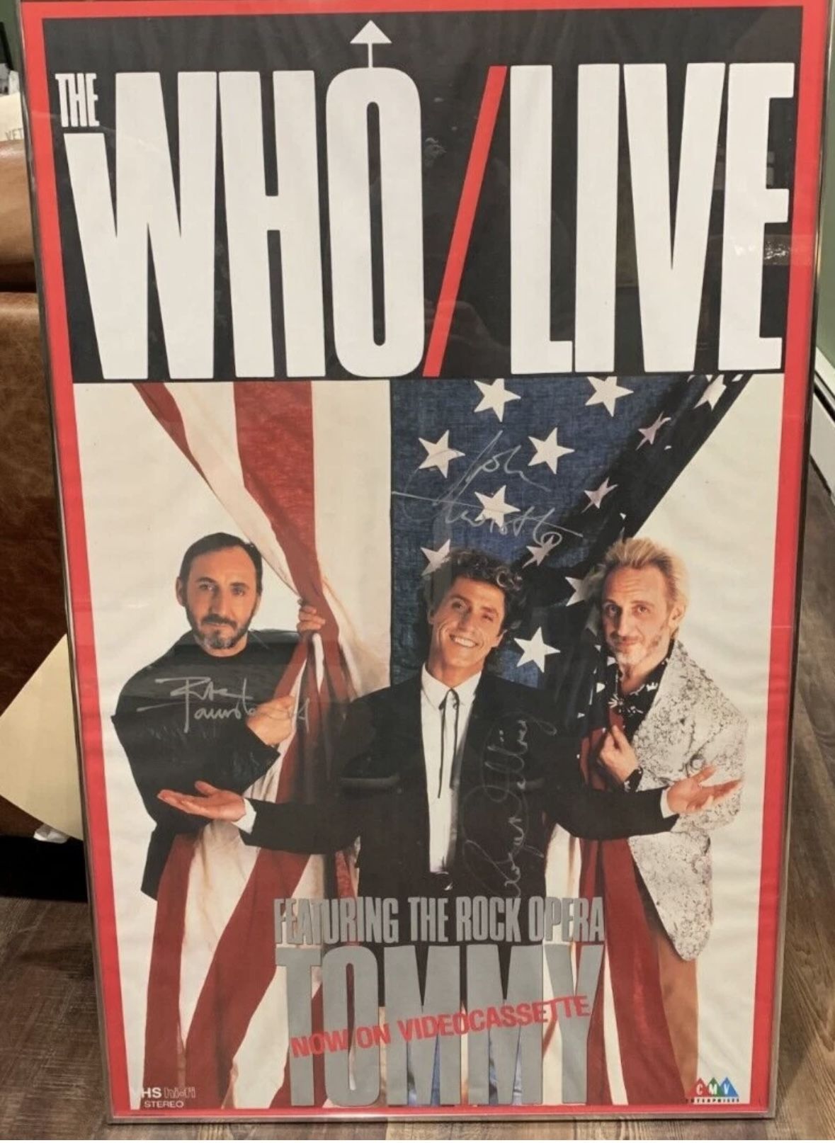 1990 The Who Live 3x Signed Poster Entwhistle, Townshend, Daltrey
