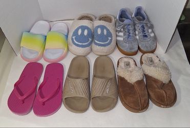 lot of 6 pairs of girls soes/slippers size 2 1/2  (FAIR to GOOD USED condition) $10 FIRM for ALL!