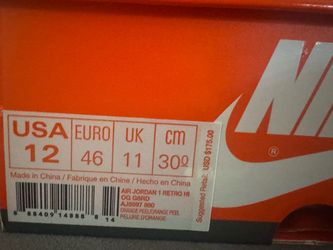 Air Jordan 1 Retro Hi OG Orange Peel Size 12