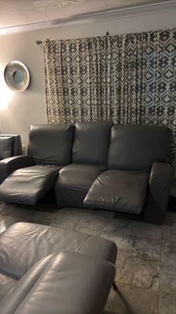 FREE Gray Leather Reclining Sofa