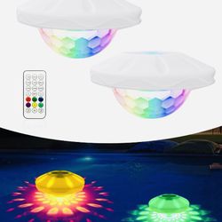 Floating Pool Lights, Rechargeable RGB Color Changing Pool Lights That Float with Remote Control, Waterproof LED Night Light Projector for Pool Pond P