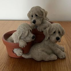 Vintage basket of puppies figurine
