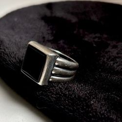 James Avery Heavy Black Square Onyx Ring Retired Rare Size 6 Sterling Silver