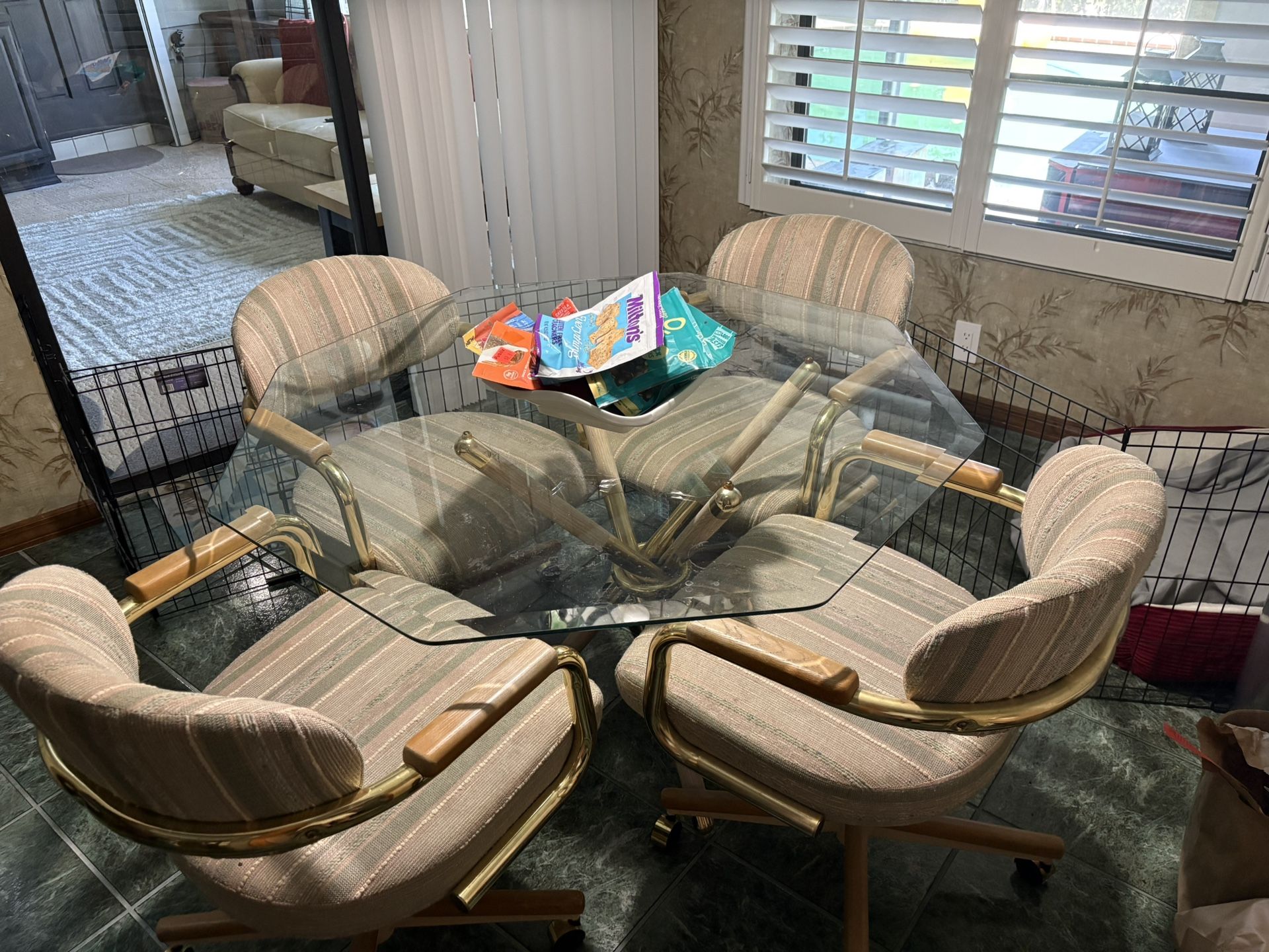 Glass kitchen table and four chairs