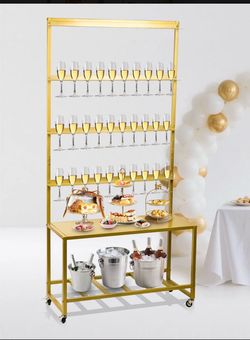 Champagne Glass Wall Holder / Display Stand – 40 glass holder plus shelves. Brand New