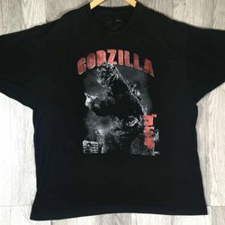 Godzilla Vintage Style Graphic Tee Black Movie Monster Shirt 2XL #6