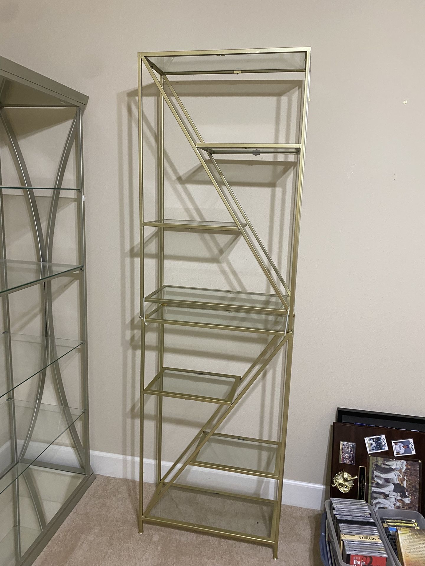 Gold Trimmed Glass Bookshelf
