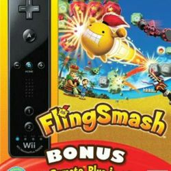 (New) Wii FlingSmash Game [Bonus OEM Black Wii Remote Plus]