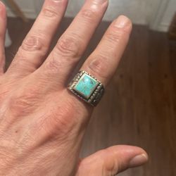 Stainless Steel Turquoise Ring Size 10