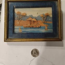 Vintage 1930s Chinese Cork Picture 3D