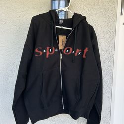 Stussy Dot Sport Zip-Up Hoodie, Black