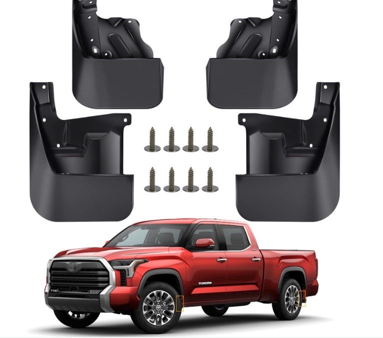 Mud Flaps Kit For 2024 Toyota Tundra Accessories 2022 2023 Mud Splash Guard Front And Rear 4-PC Set By TOPGRIL