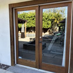 Exterior Solid Wood Glass Double Door 72” x 80”