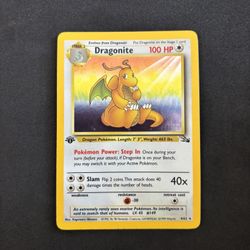 Pokemon Dragonite 1st Edition Holo Fossil LP