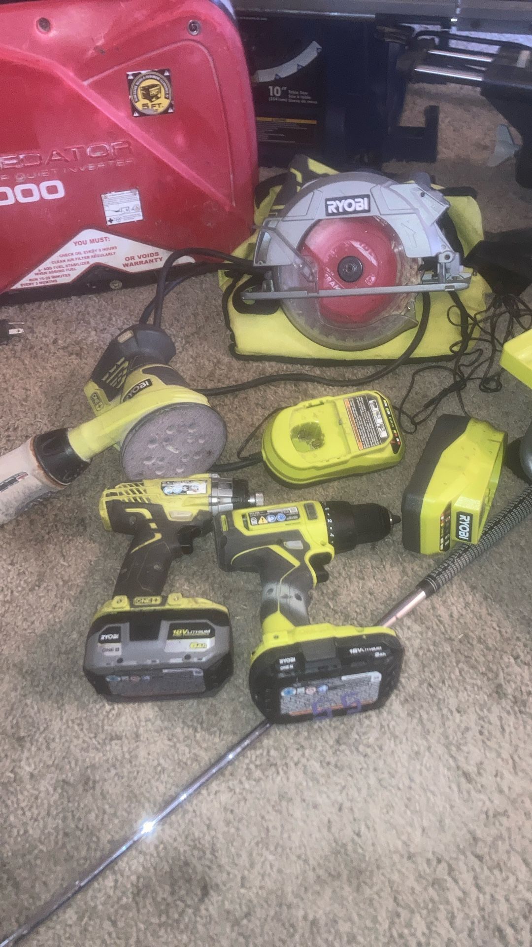 Ryobi Complete Set Of Drills Table Saw Tile Cutter And A Generator For The Low