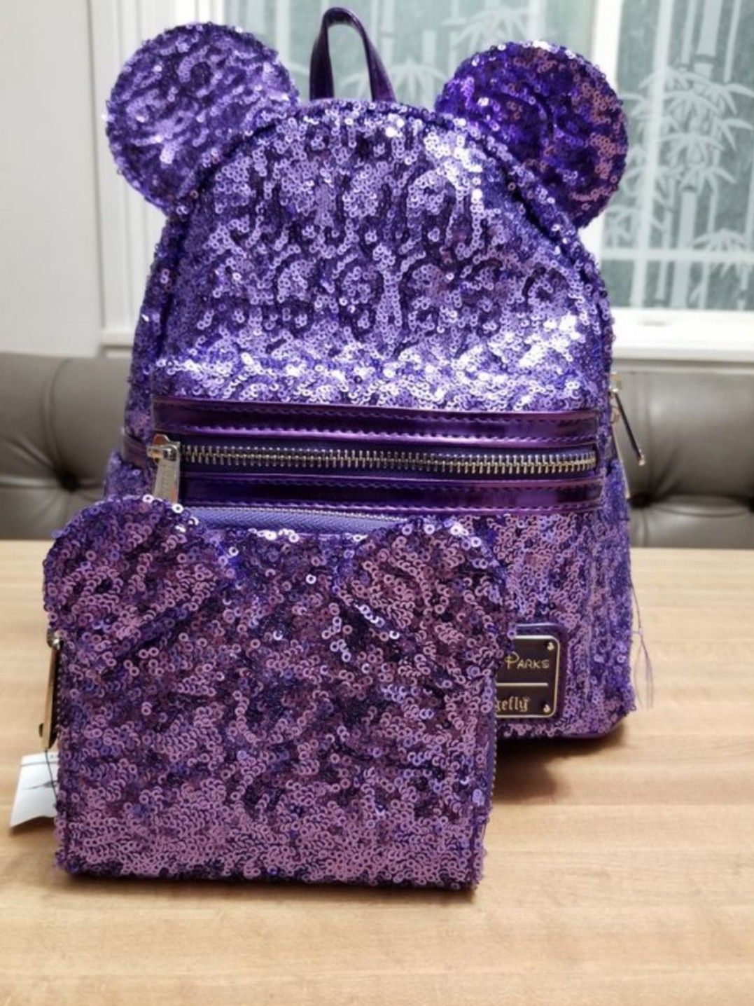 Disney loungefly purple potion mini backpack and wallet $90