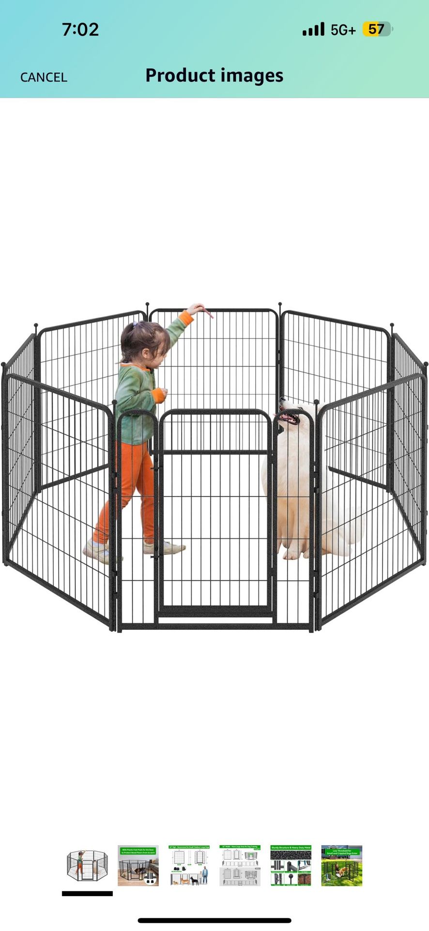 Kfvigoho Dog Playpen Outdoor 8 Panels Heavy Duty Dog Pen 40" Height Puppy Playpen Indoor Exercise Fence with Doors for Large/Medium/Small Pet Dogs Pla