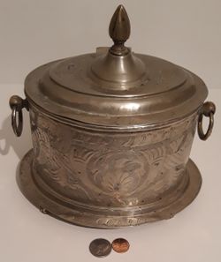 Vintage Antique Metal Silver Storage Container, Stash Box, 8" x 8 1/2" x 7, Claw Foot Legs, Home Decor, Table Display, Shelf Display